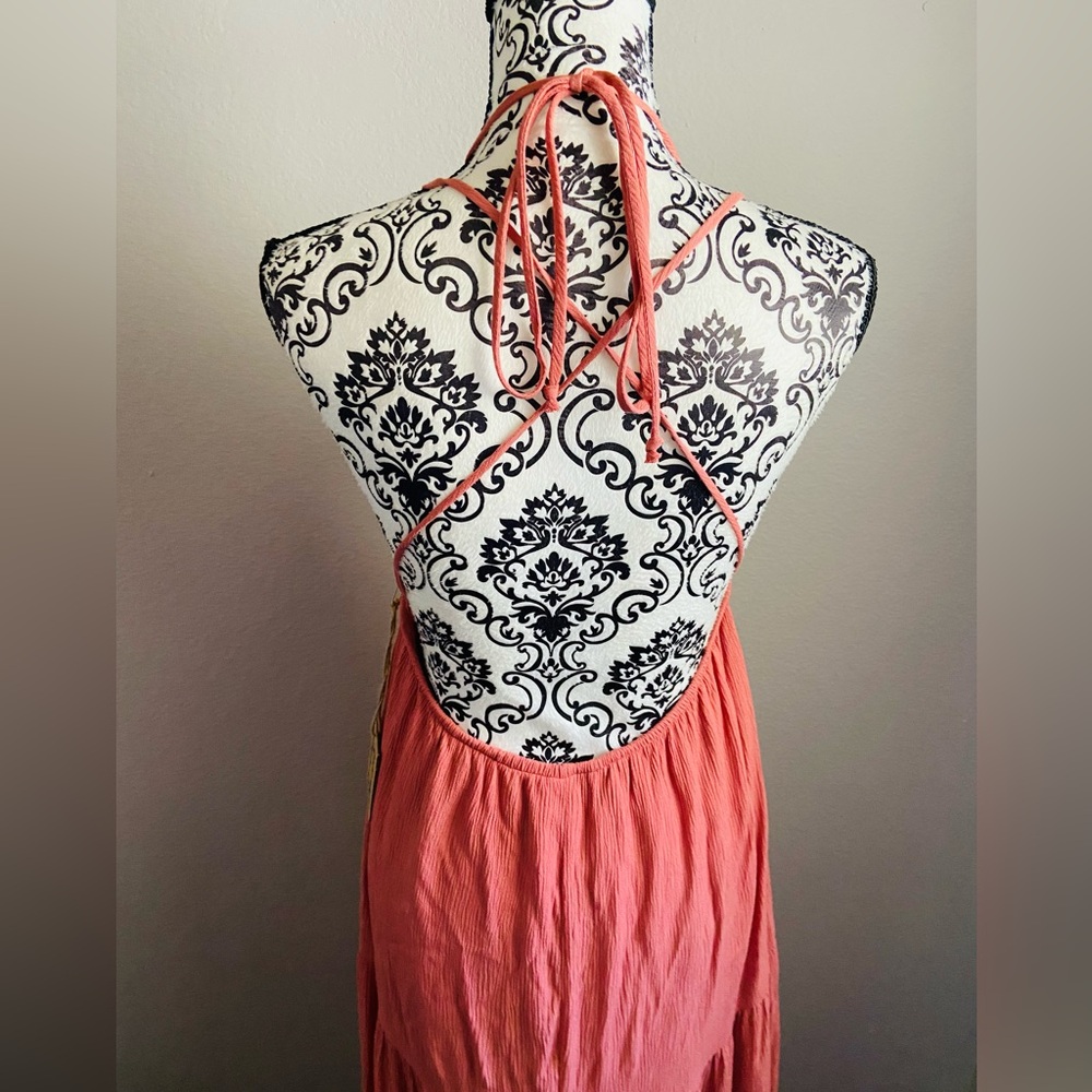 PPLA pleated pink open tie back maxi dress - Picture 7 of 10